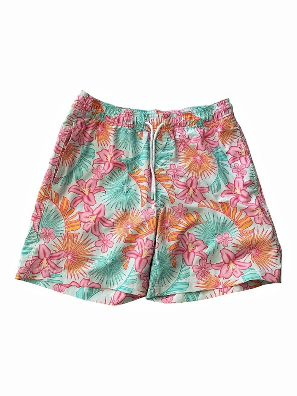 Member's Mark Family Swim Men's Swim Trunk Floral Swim Trunks in Pink & Green